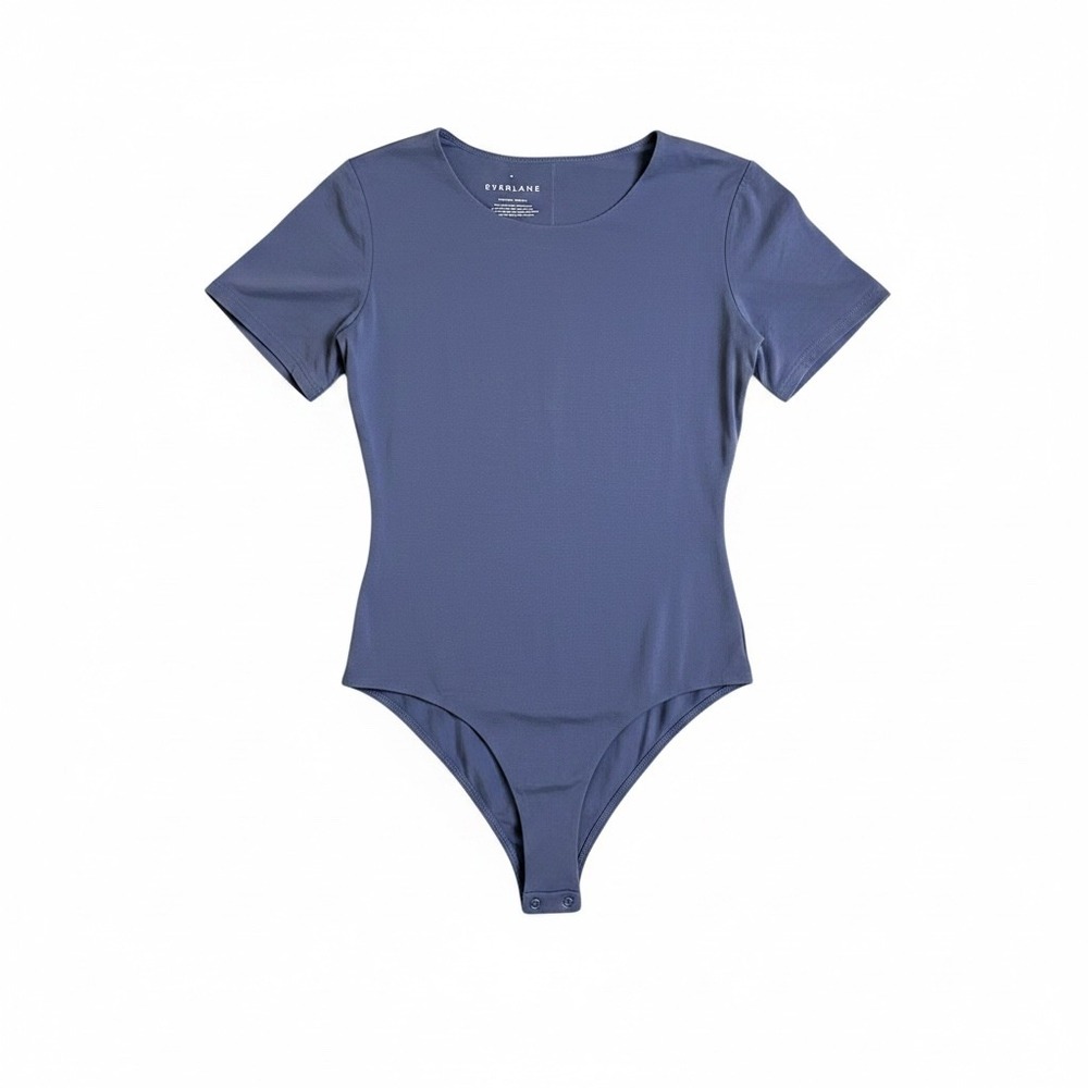 Everlane  Supima Cotton Crew Neck Short Sleeve Bodysuit Blue Grey Size M